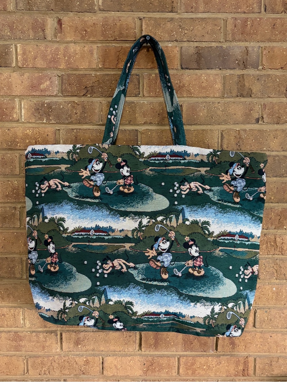 Vintage Mickey & Co. Sports Club Golf Travel Tapestry Large Tote Bag